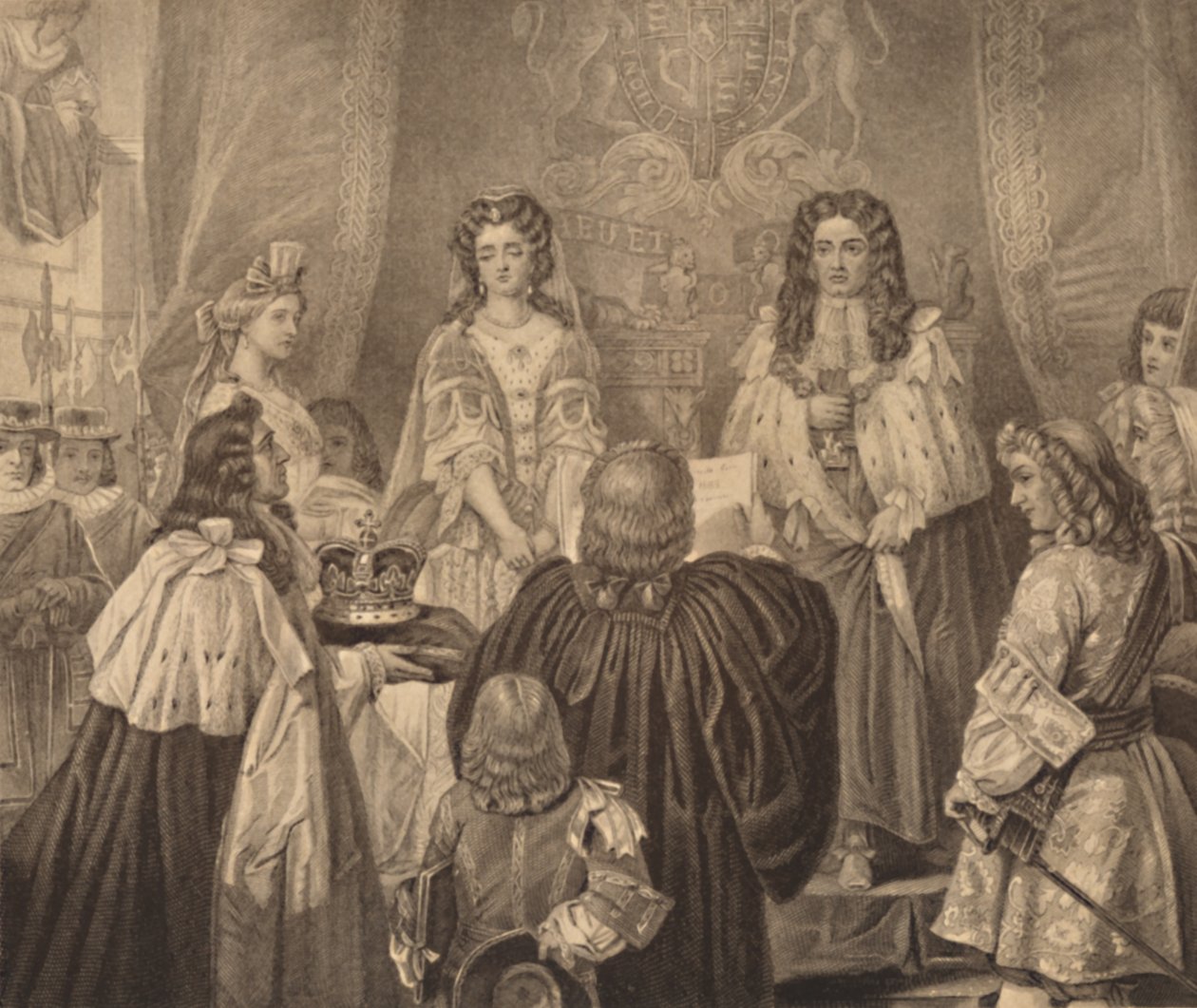 A coroa oferecida a William e Mary, 1689, 1886 de Herbert Bourne