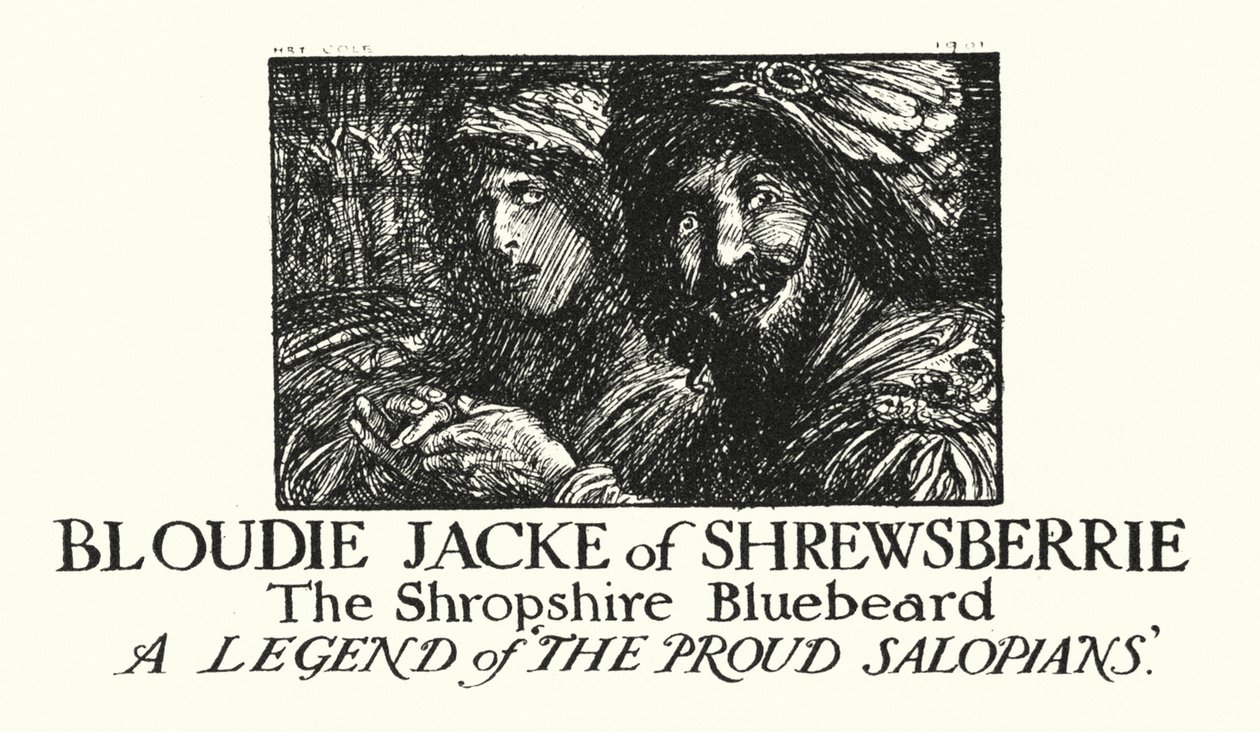 Lendas de Ingoldsby: Bloudie Jacke de Shrewsberrie, O Barba Azul de Shropshire (litografia) de Herbert Cole