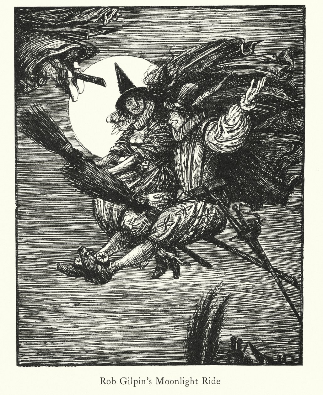 Lendas de Ingoldsby: A brincadeira das bruxas (litografia) de Herbert Cole