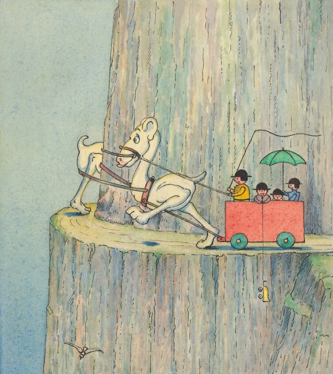 Figuras que ascendem a uma estrada do penhasco, c.1910 de Herbert E. Crowley