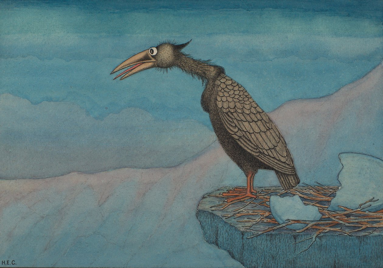 Pássaro de rapina recém-chocado, c.1910 de Herbert E. Crowley