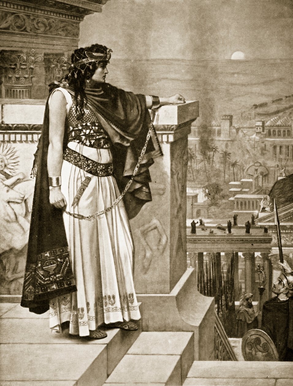 O último olhar de Zenobia em Palmyra, ilustração da "História das Nações de Hutchinson", 1915 de Herbert Gustave Schmalz