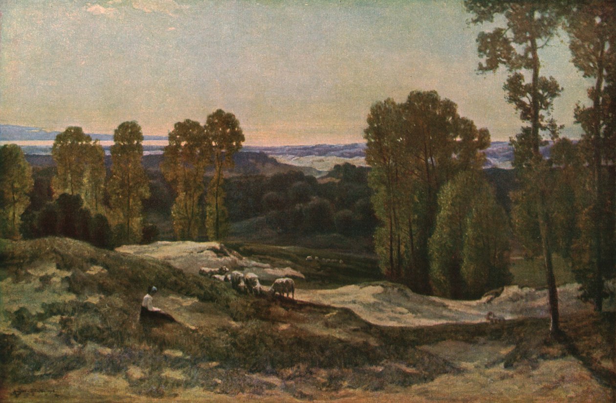 Um pasto entre as dunas, Pas de Calais, França, 1908, c1930. de Herbert Hughes Stanton