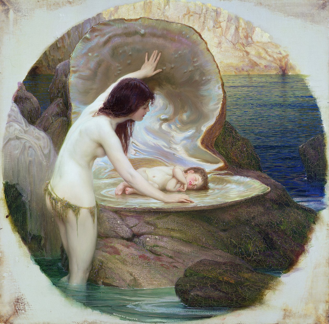 Um bebé de água, c.1900 (óleo sobre tela) de Herbert James Draper
