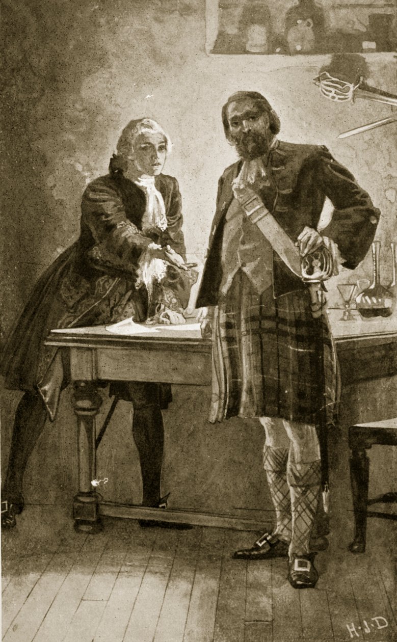 Príncipe Charles apela a Cameron de Lochiel, ilustração da "História da nação britânica" de Hutchinson, c.1923 de Herbert James Draper