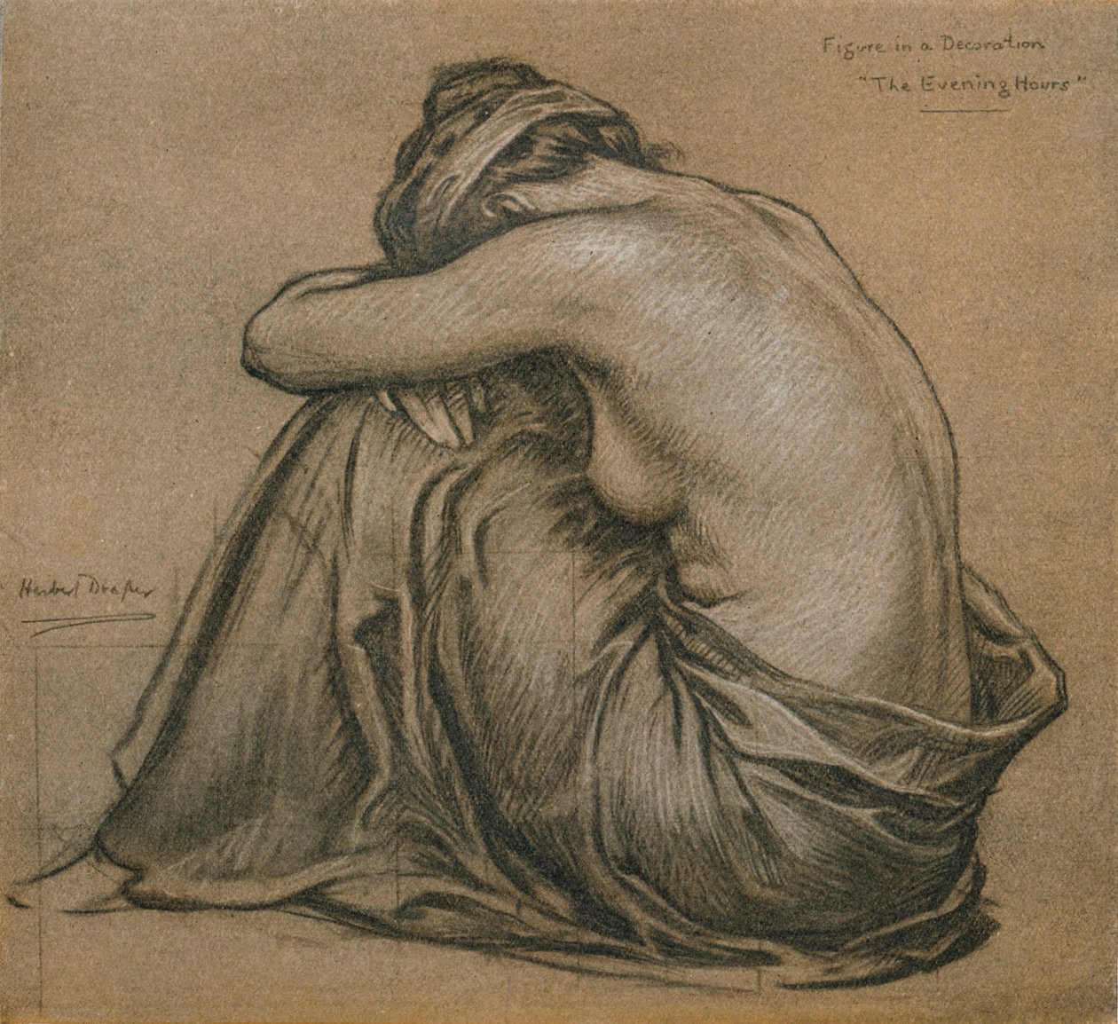 Estudo para uma decoração, Horas da noite, c1916 de Herbert James Draper