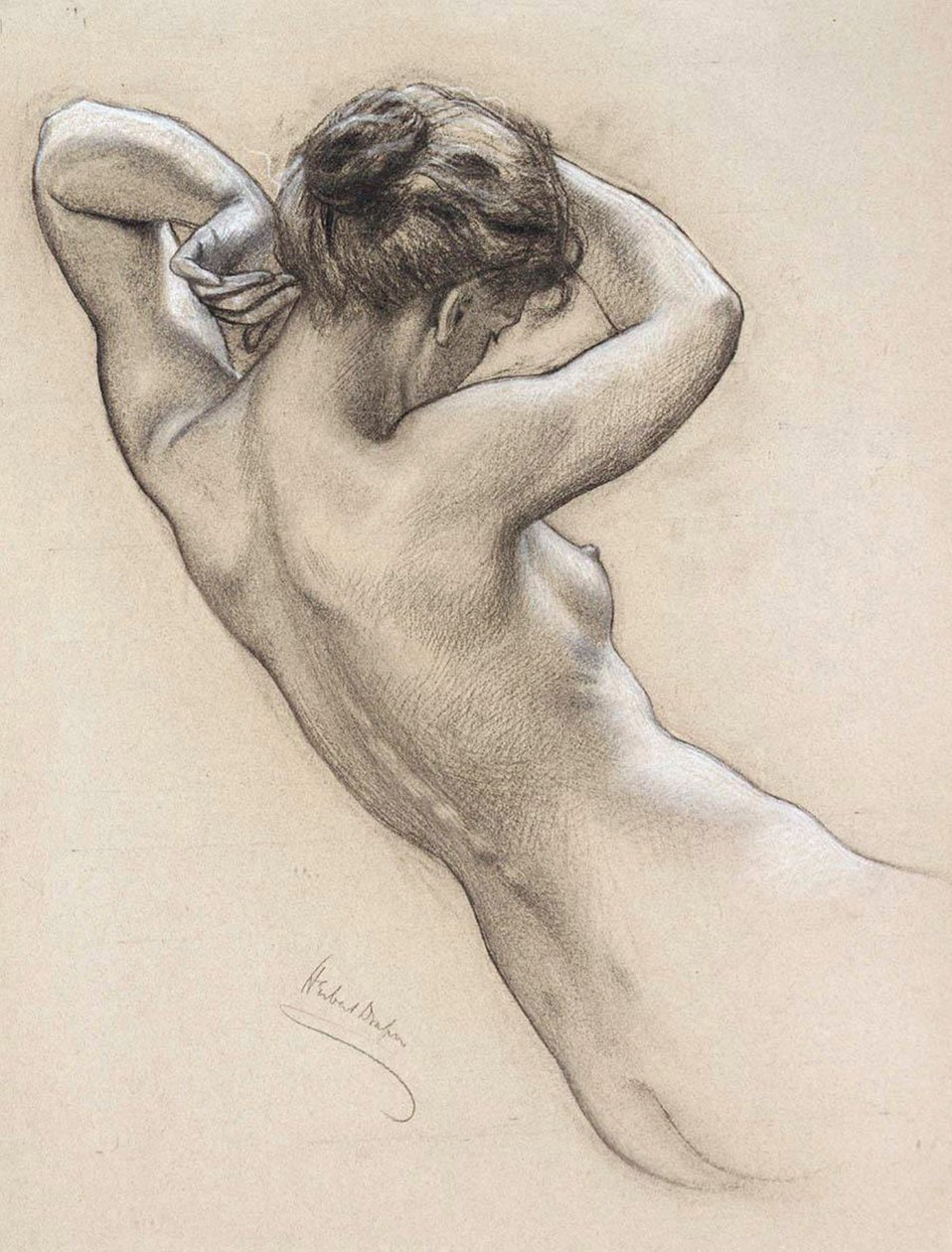 Estudo para uma ninfa da água, final do século XIX ou início do século XX. de Herbert James Draper