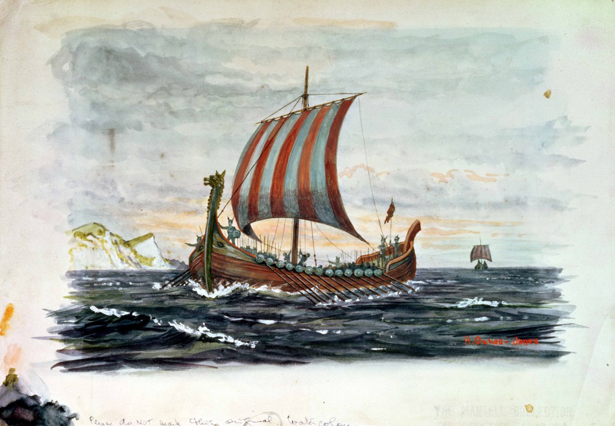 Navio Viking (aquarela) de Herbert Oakes Jones