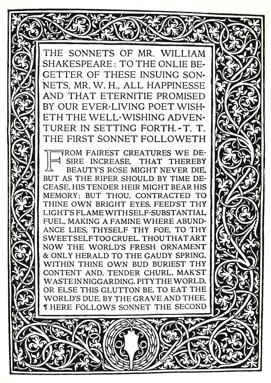 Riccardi Press: Página de Sonnets of Shakespeare, c.1914 de Herbert Percy Horne