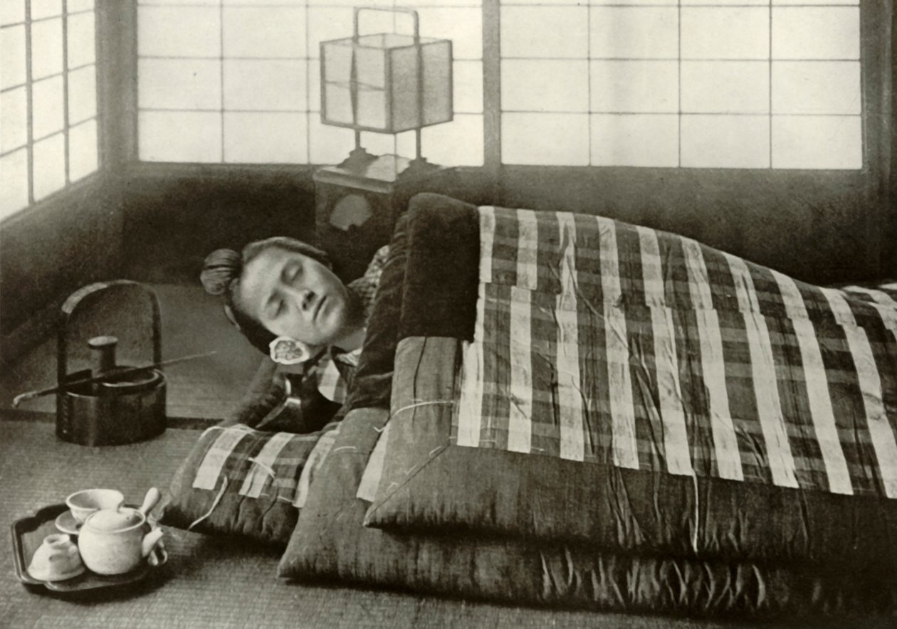 Hora de dormir no Japão, 1910. de Herbert Ponting