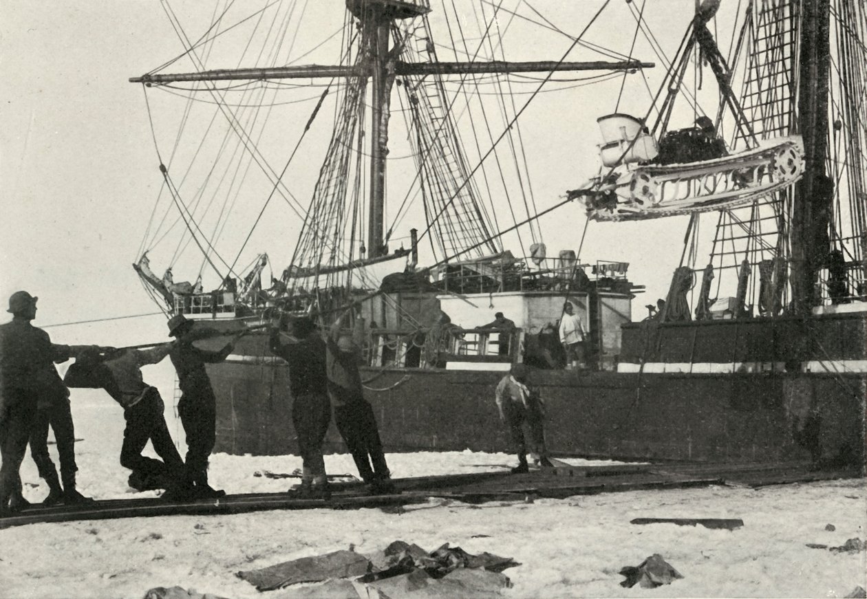 Aterrando um Motor Sledge, c19101913, 1913 de Herbert Ponting