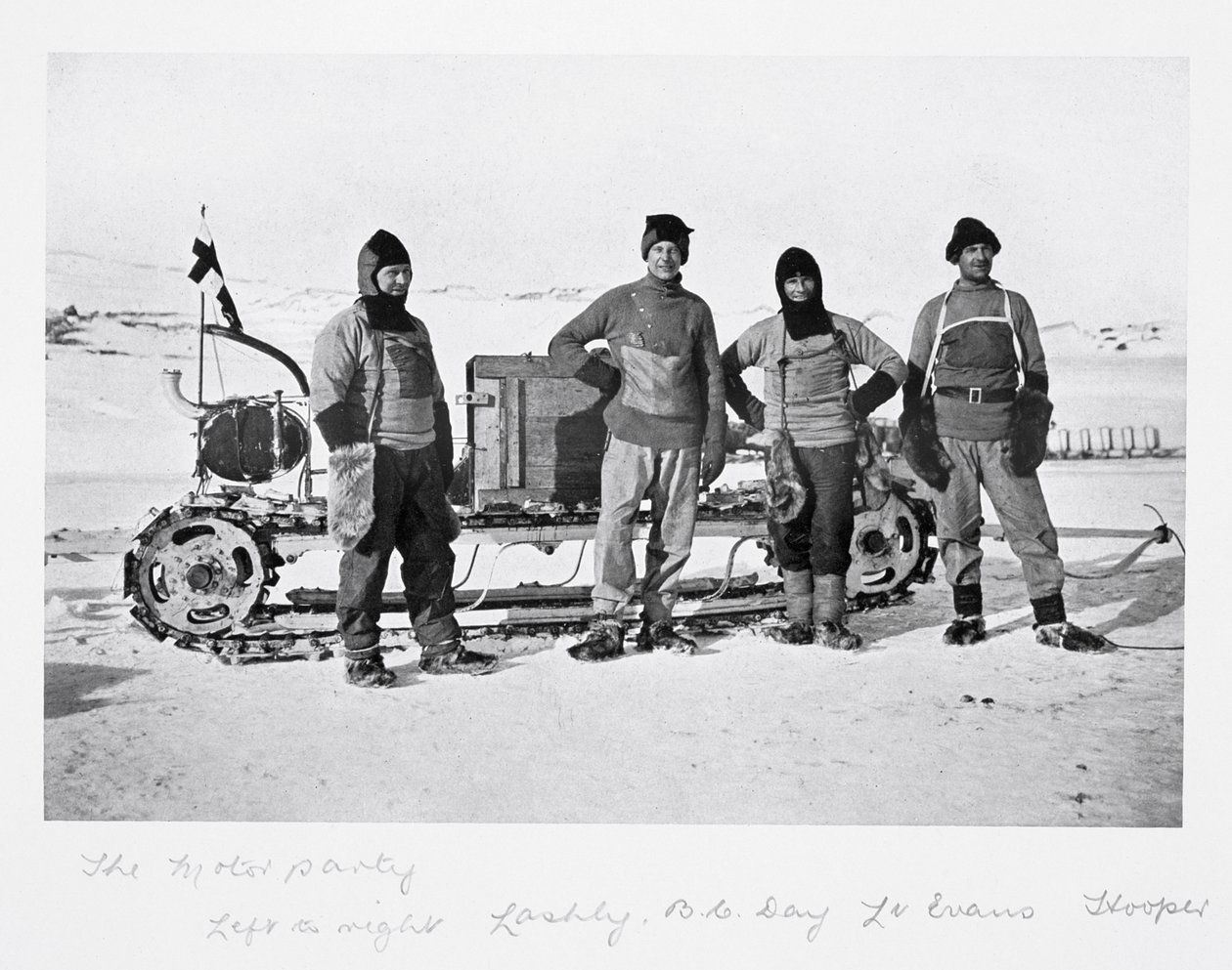 Motor Party - da esquerda para a direita: Lashly, Day, Evans e Hooper &39;da&39; Last Expedition de Scott &39; de Herbert Ponting