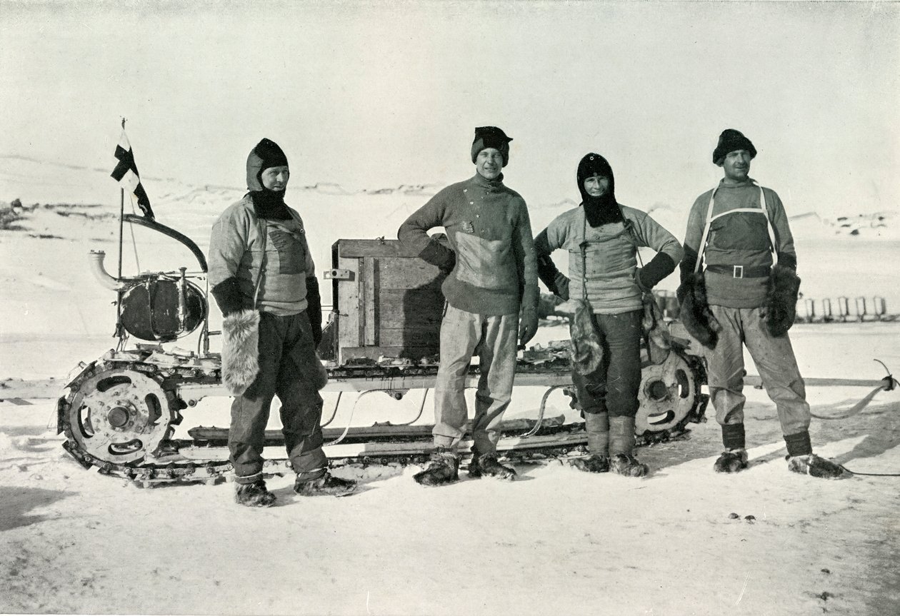 The Motor Party Da esquerda para a direita - Lashly, BC Day, Lieut. Evans, Hooper, outubro de 1911, 1913 de Herbert Ponting