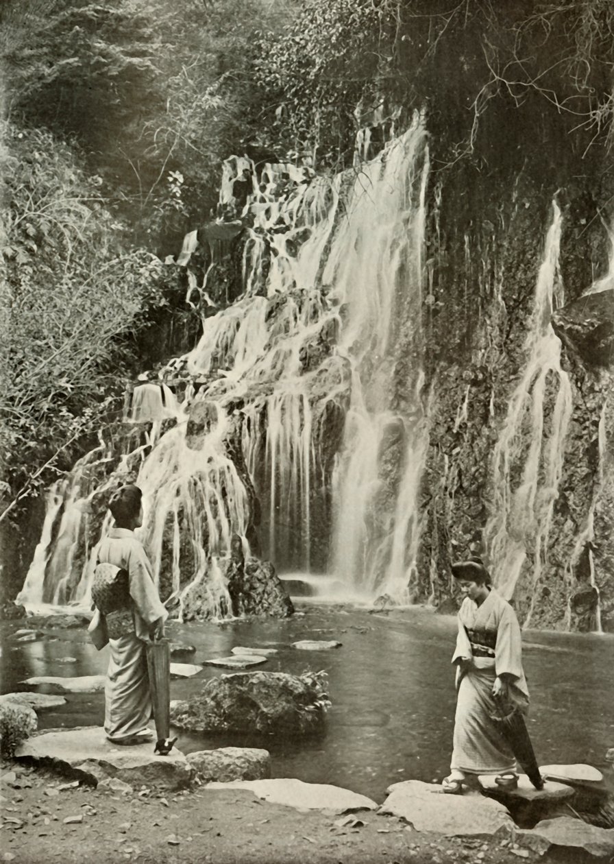 A cachoeira de jóias caindo em Yumoto, 1910. de Herbert Ponting