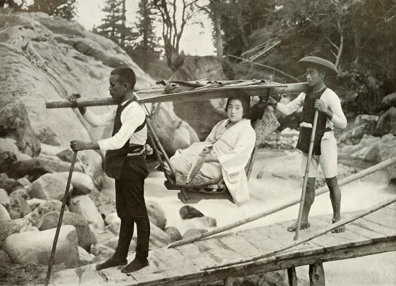 Viajando por Yama-Kago nas montanhas Hakone, 1910. de Herbert Ponting