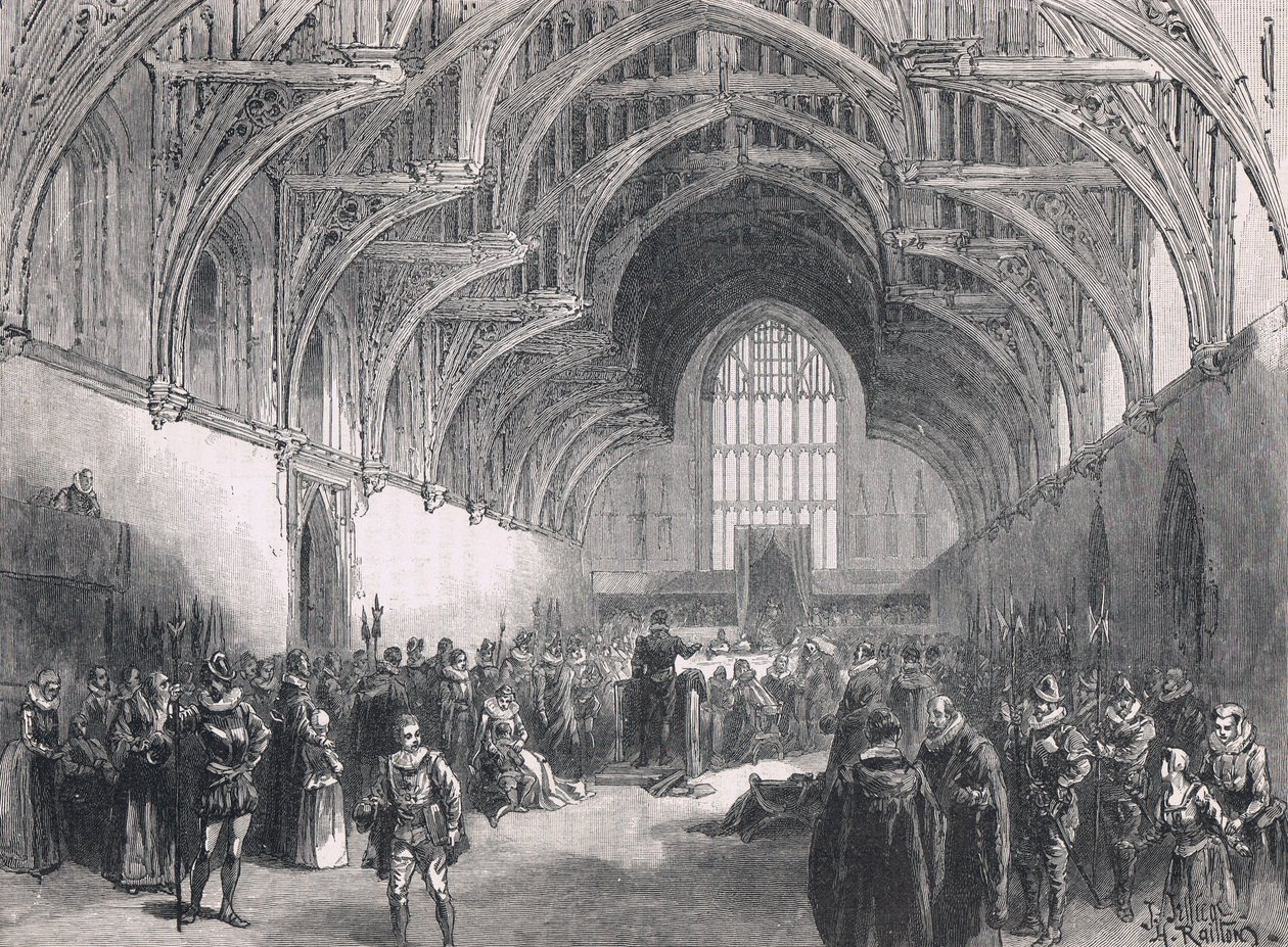 Julgamento estadual em Westminster Hall no tempo de Elizabeth I de Herbert Railton