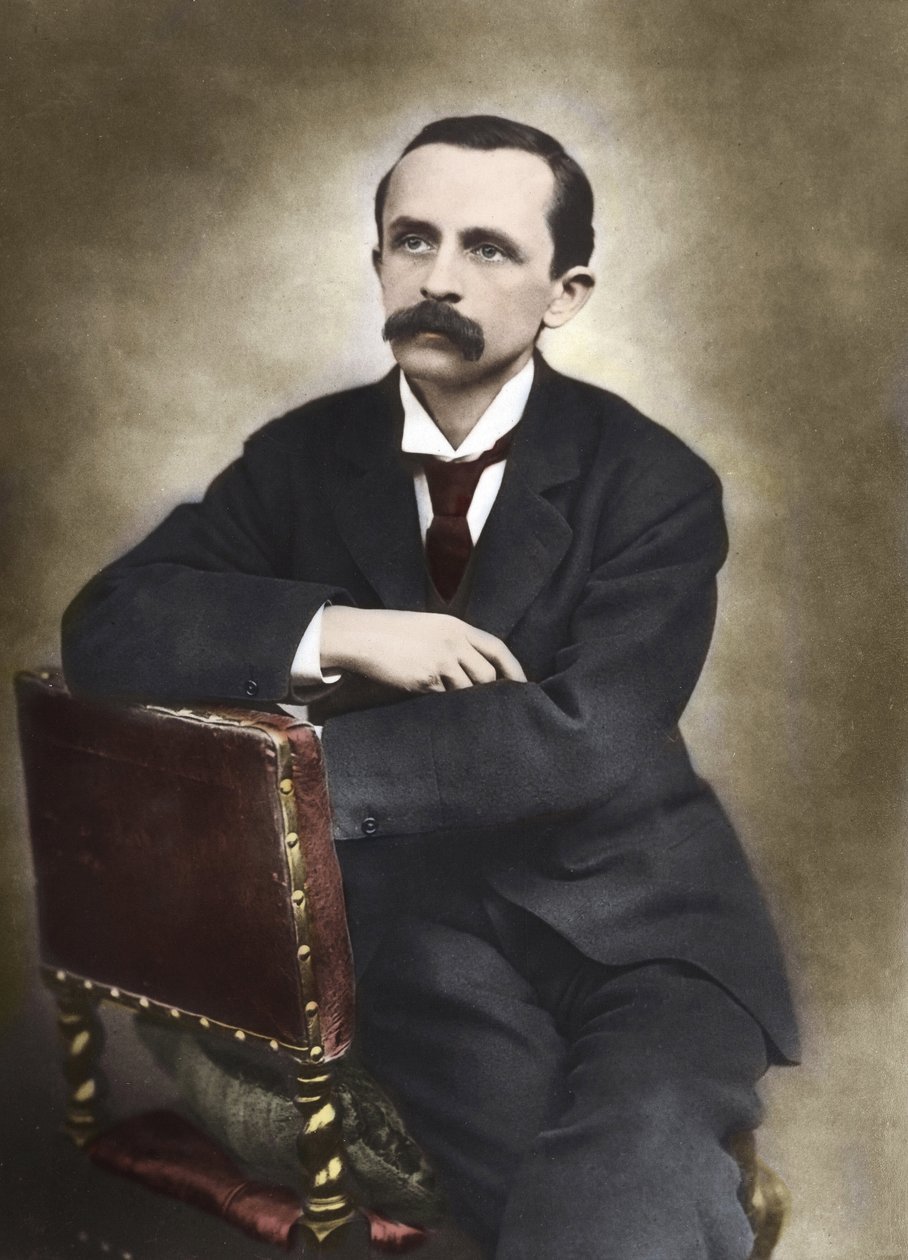 Retrato de J.M.Barrie fotografado por Barraud em 1893 - James Matthew Barrie (1860-1937), escritor escocês, criador de Peter Pan - Fotografia colorida. de Herbert Rose Barraud