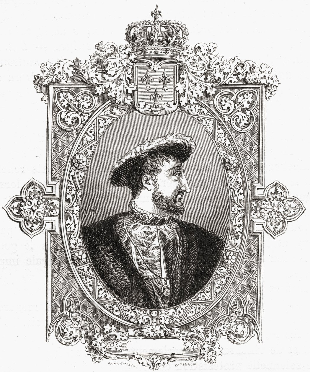 François I, gravado por Pannemaker-Ligny, de "História da Revolução Francesa" por Louis Blanc (1811-82) de Hercule Catenacci