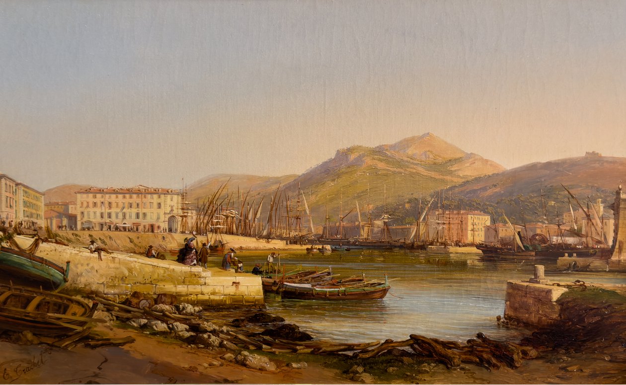 O porto de Nice, cerca de 1860 (óleo sobre tela) de Hercule Trachel