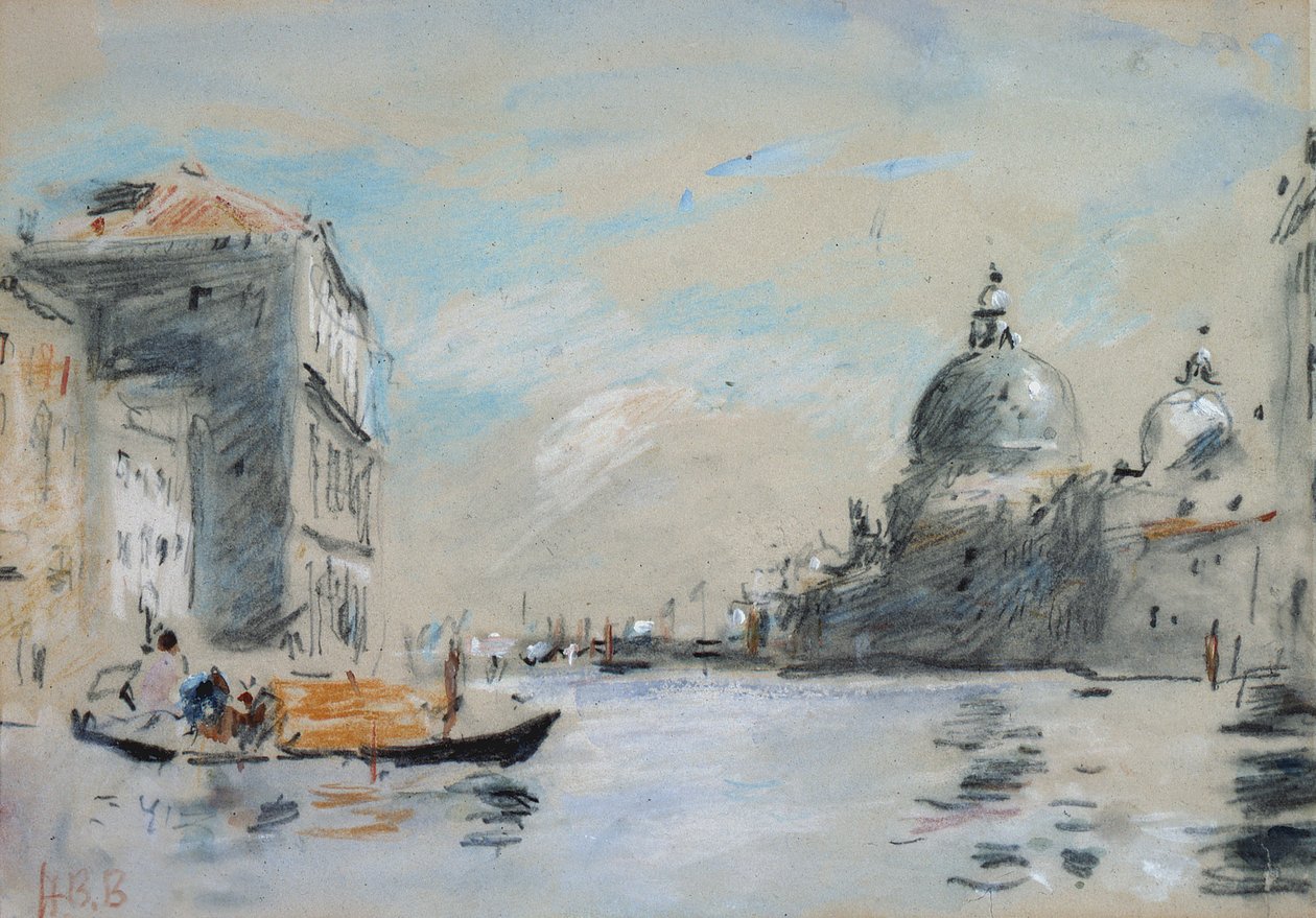 O Grande Canal e Igreja de Santa Maria della Salute, Veneza (aquarela) de Hercules Brabazon Brabazon