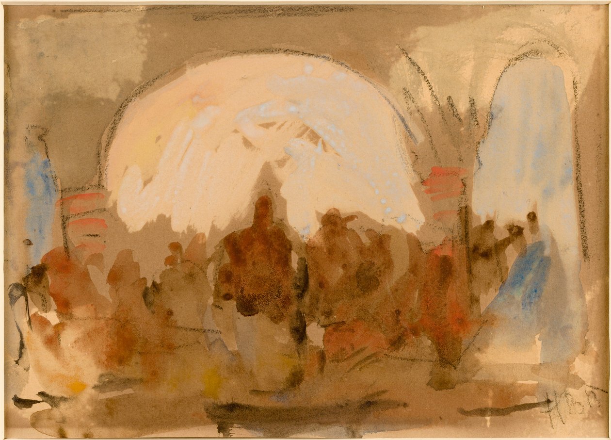 Bazar, Marraquexe (pastel e papel higiênico) de Hercules Brabazon Brabazon