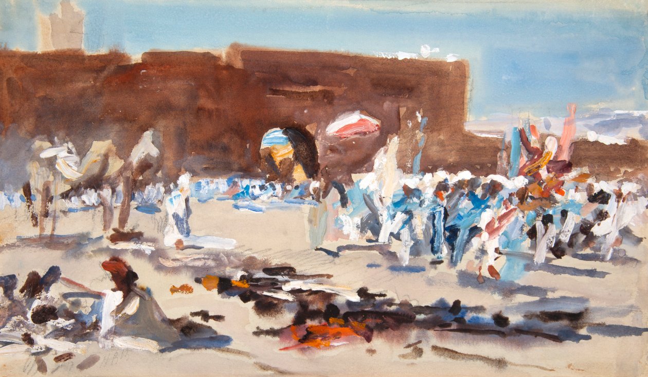 Mercado marroquino, fora dos portões (aguarela) de Hercules Brabazon Brabazon