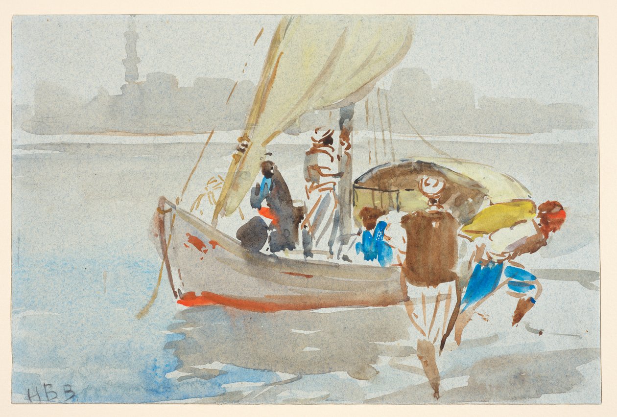 Vista do Cairo () (anteriormente "Vista de Veneza"), c.1860-97 (aguarela sobre papel de trama azul claro, pousado) de Hercules Brabazon Brabazon