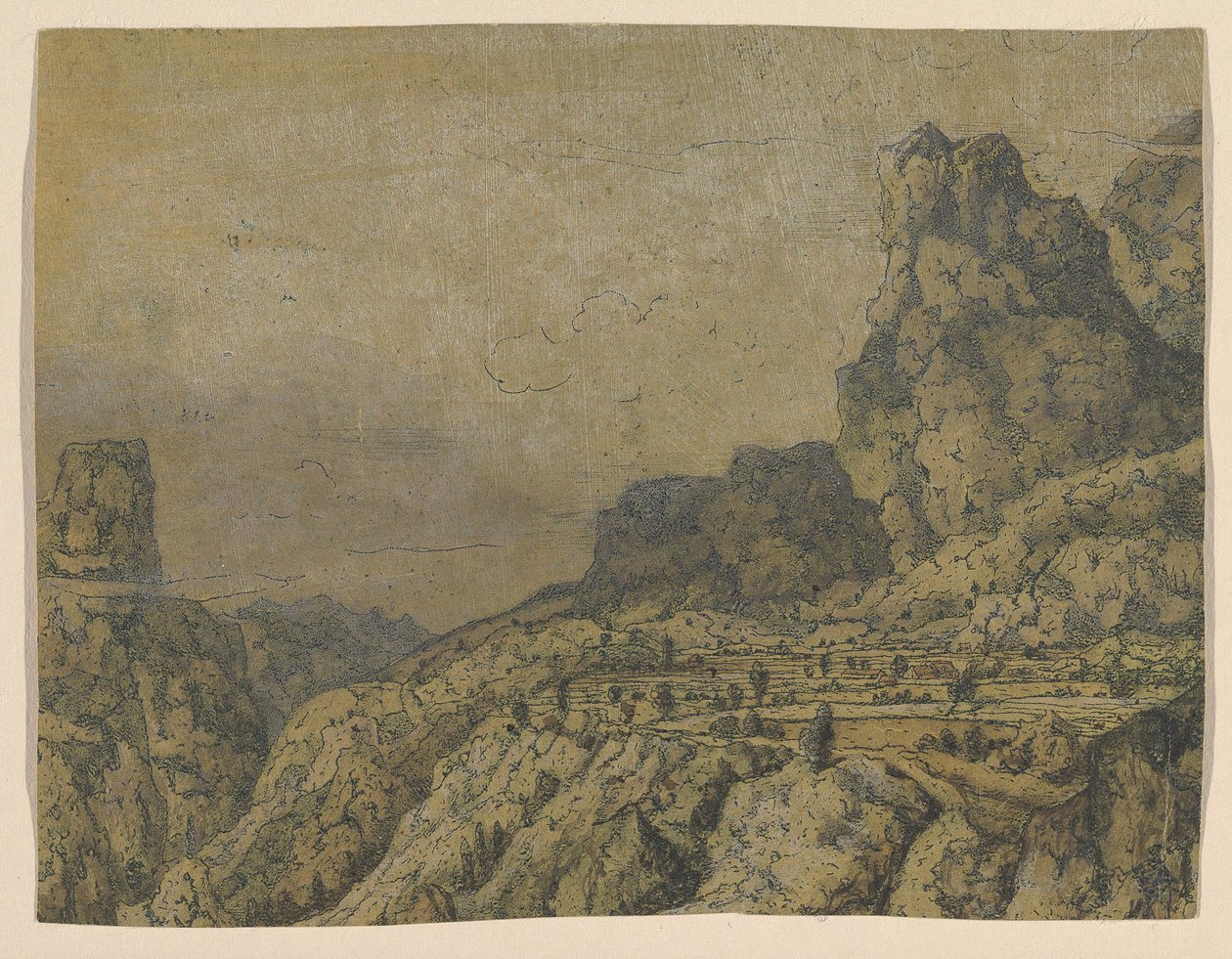 Vale da montanha com um planalto, ca. 1625-30. de Hercules Seger
