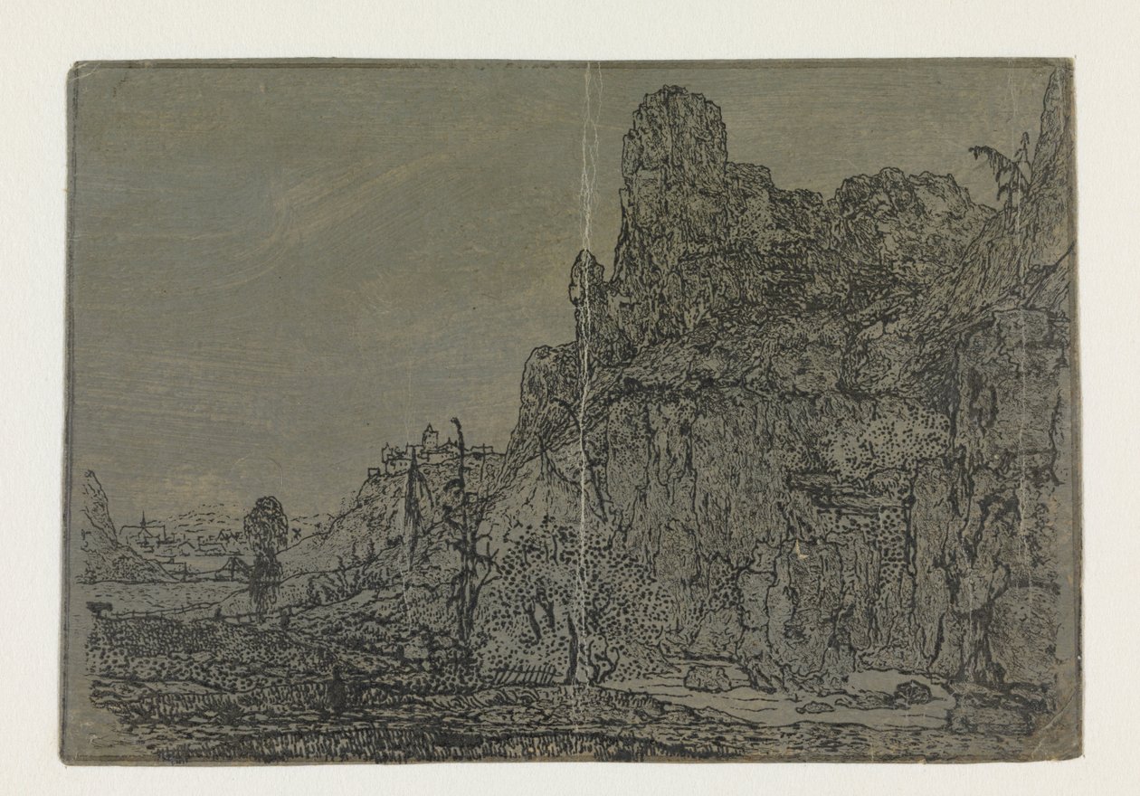 Paisagem com penhasco íngreme, versão pequena
Paisagem com um penhasco íngreme e um riacho: Versão pequena de Hercules Segers