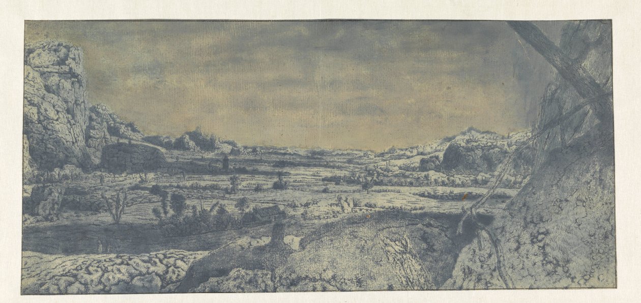 Vale da montanha com campos cercados de Hercules Segers