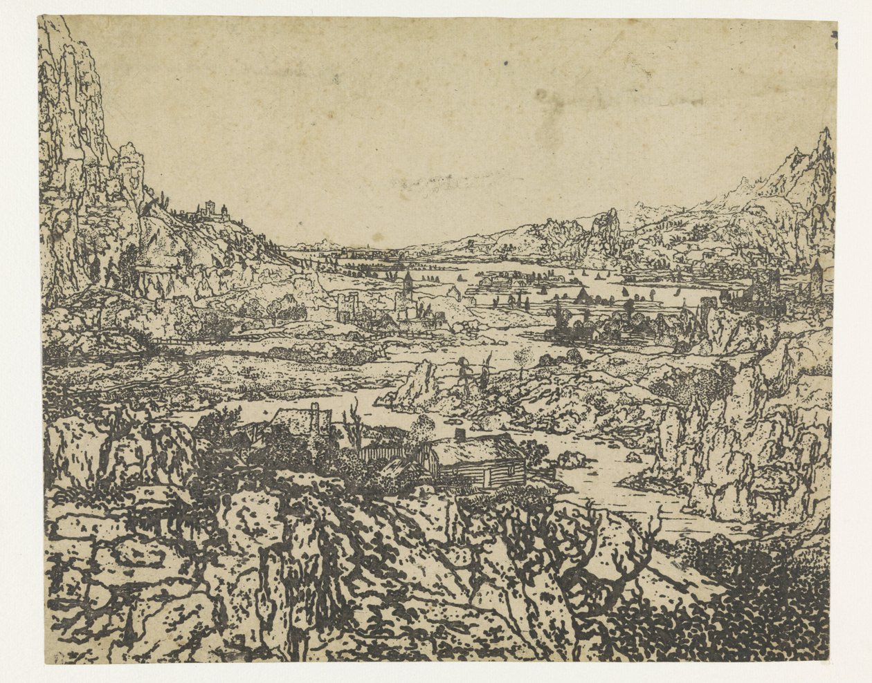 Vale da Montanha com um rio sinuoso de Hercules Segers