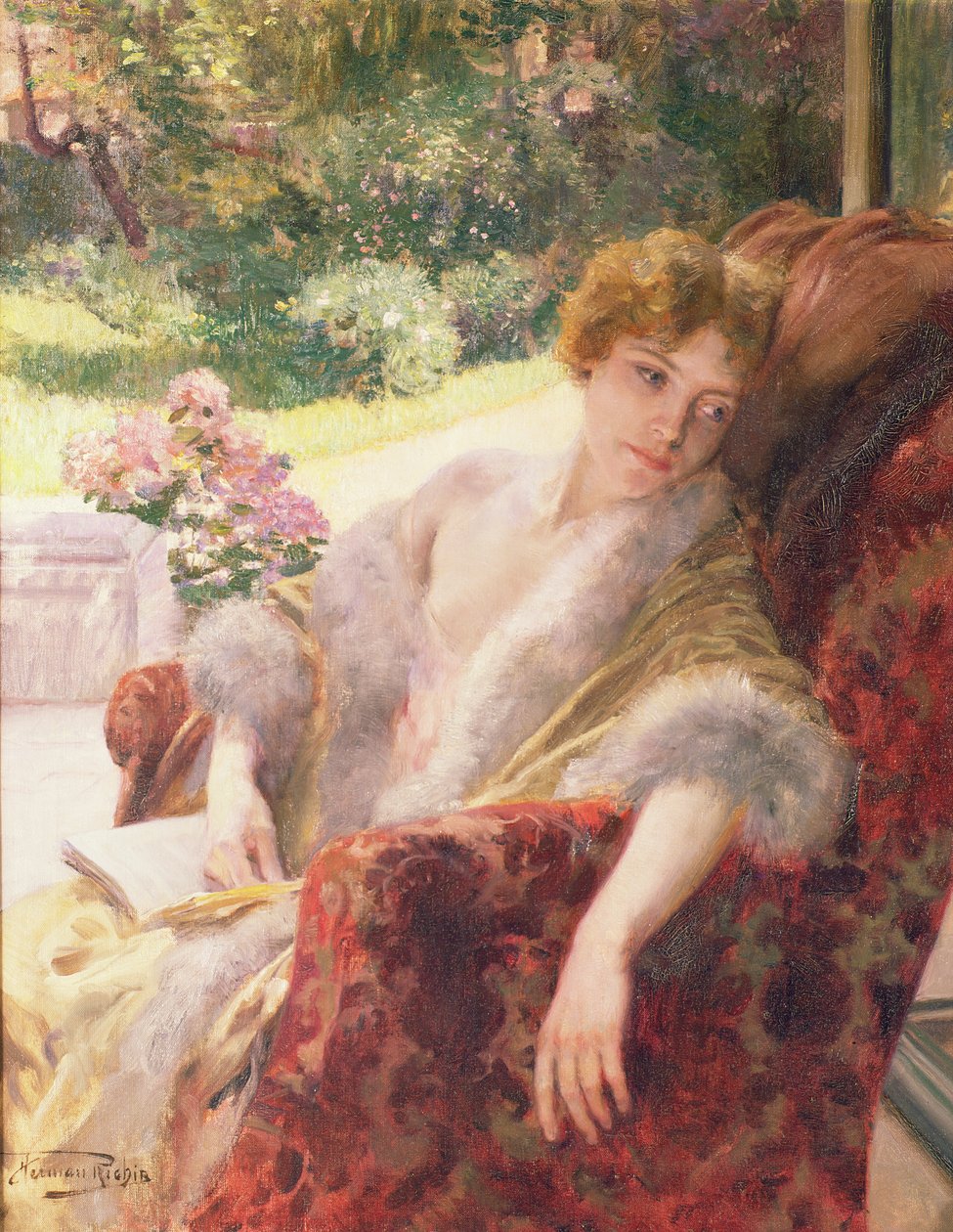 Retrato, de, um, mulher, em, um, envoltório pele de Herman Richir