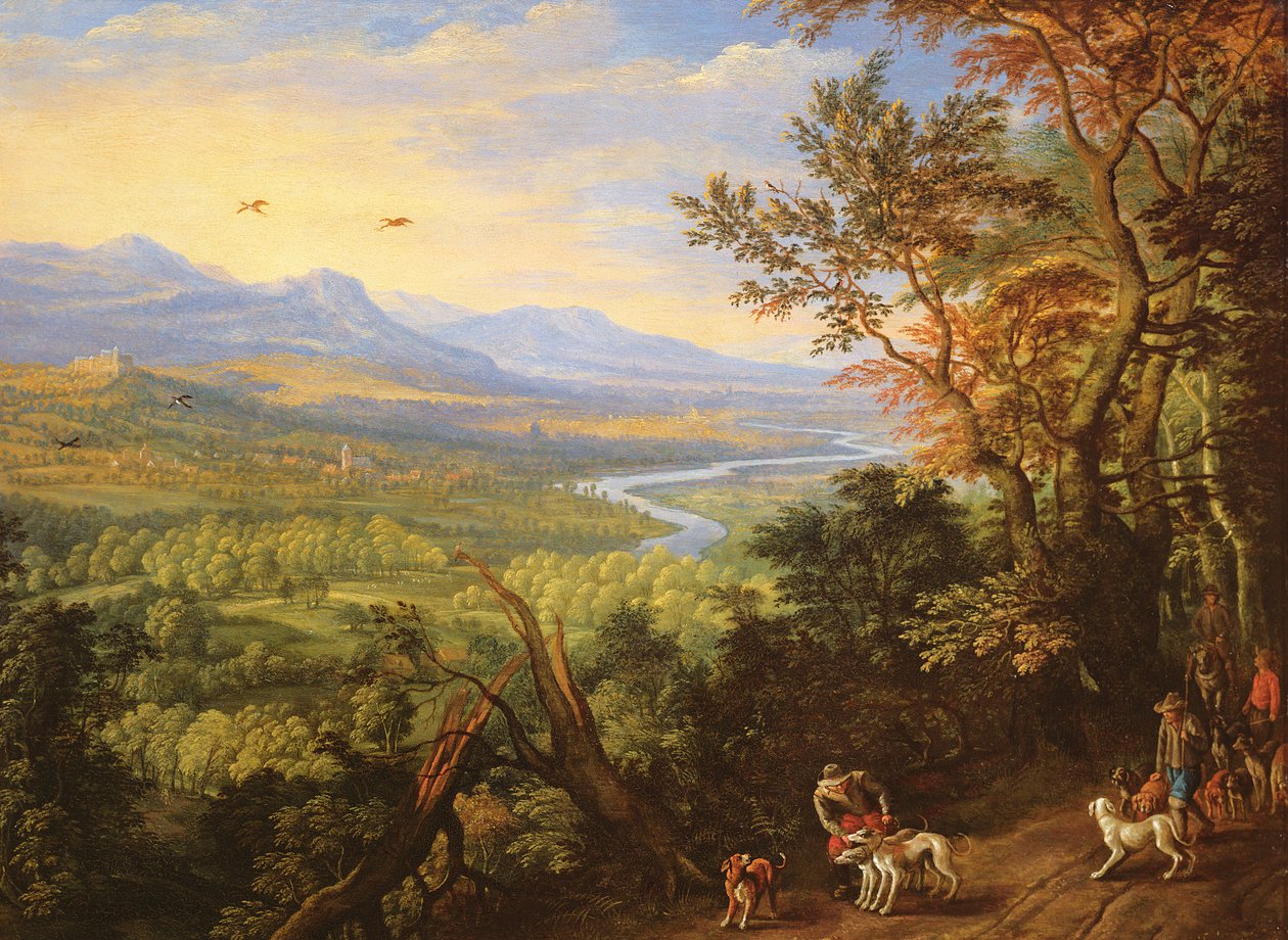 Paisagem do rio, década de 1680 de Herman the Younger Saftleven