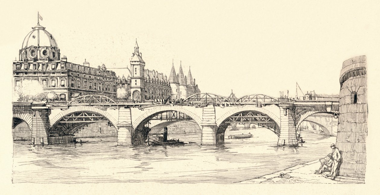 Obras na antiga Pont Notre-Dame, 1913 1915 de Herman Armour Webster