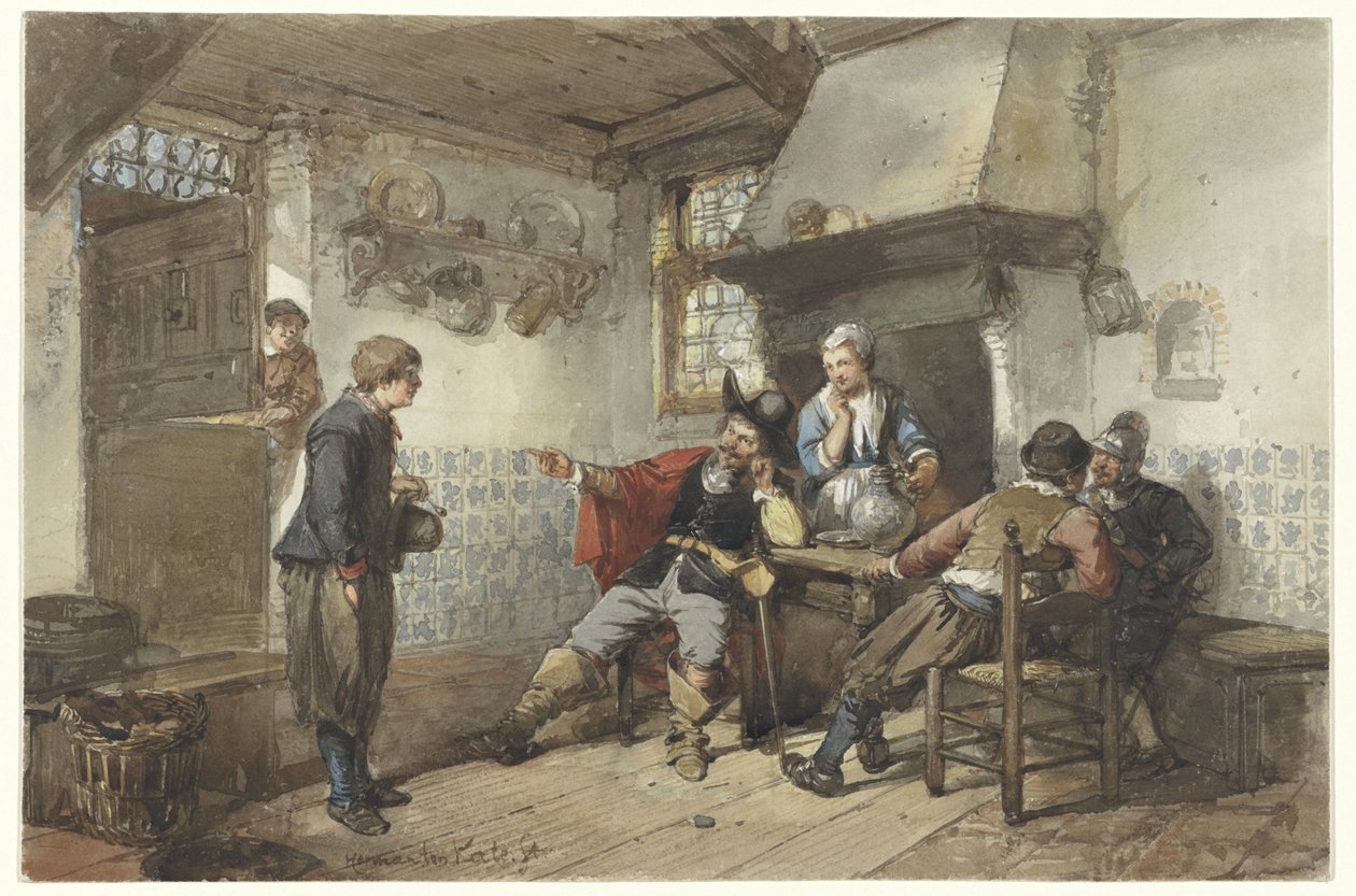 Alguns homens e um soldado numa estalagem de Herman Frederik Carel ten Kate