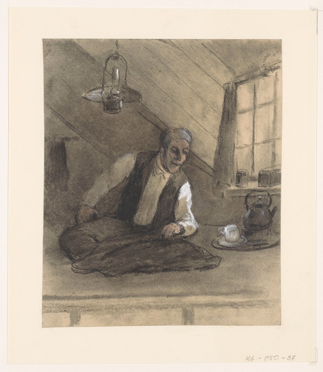 Alfaiate no trabalho em um sótão de Herman Heijenbrock (possibly)