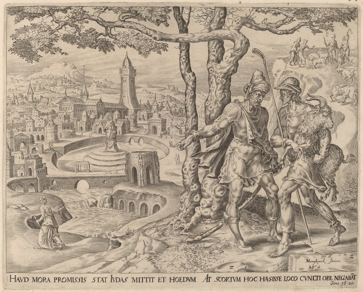 Hirah o Adulamita com o Kid de Herman Jansz Muller after Maerten van Heemskerck