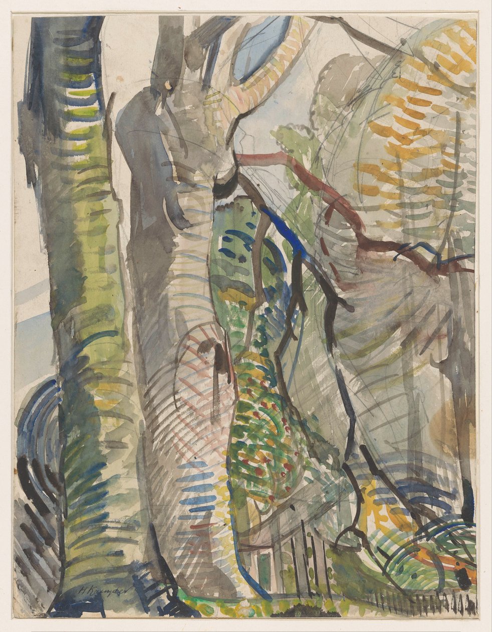Paisagem florestal de Herman Kruyder (signed by artist)