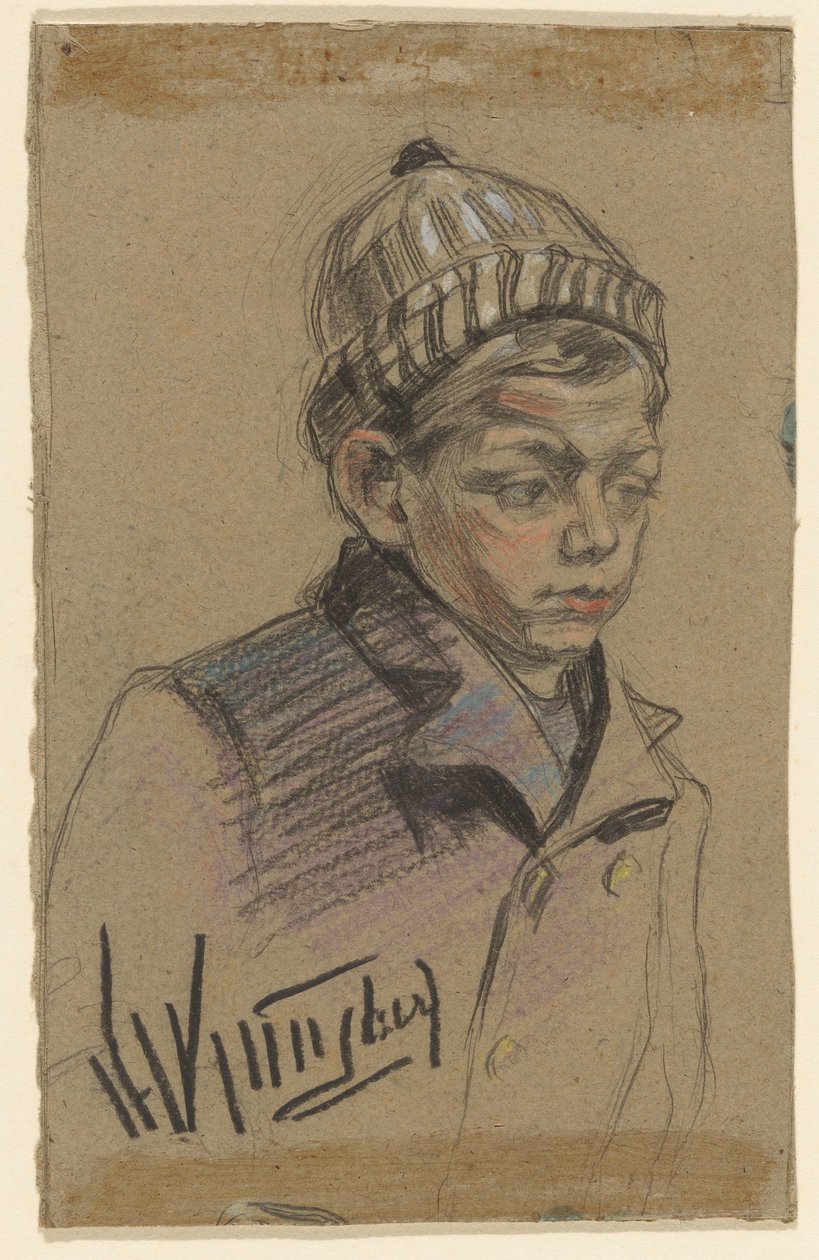 Menino com casaco e chapéu de Herman Kruyder (signed by artist)