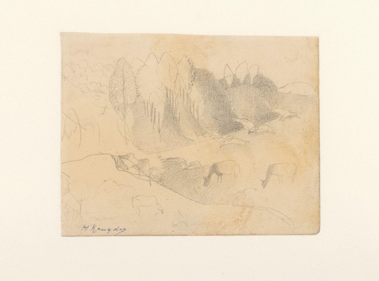 Vale com gado pastando de Herman Kruyder (signed by artist)