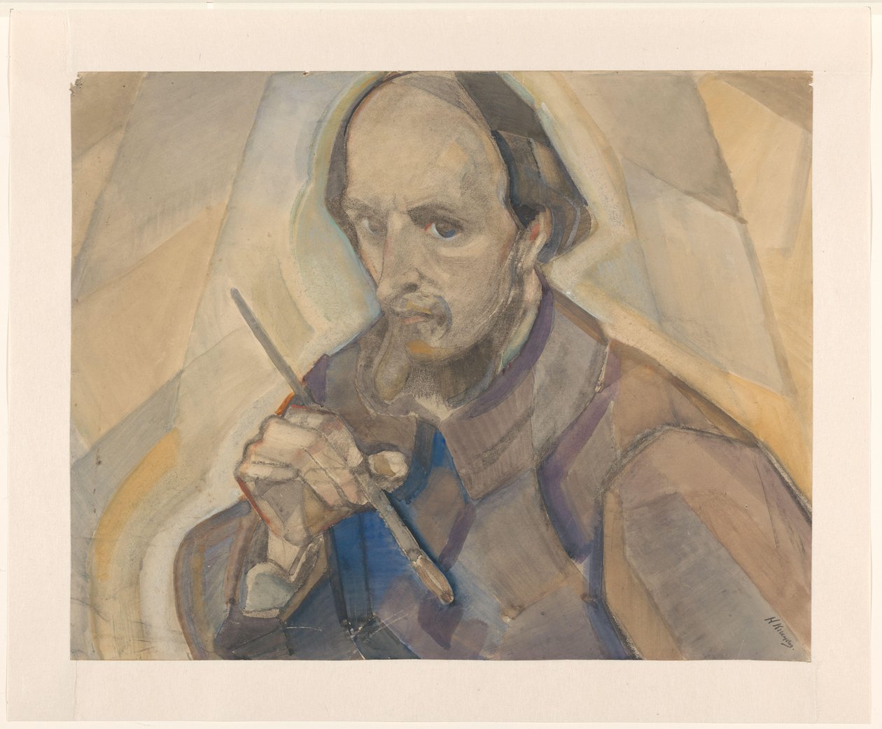 Autorretrato com pincel de Herman Kruyder (signed by artist)