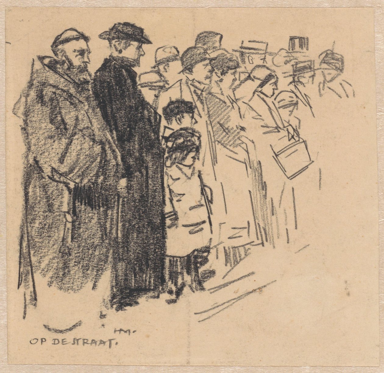 Fila de espectadores (numa procissão?) de Herman Moerkerk