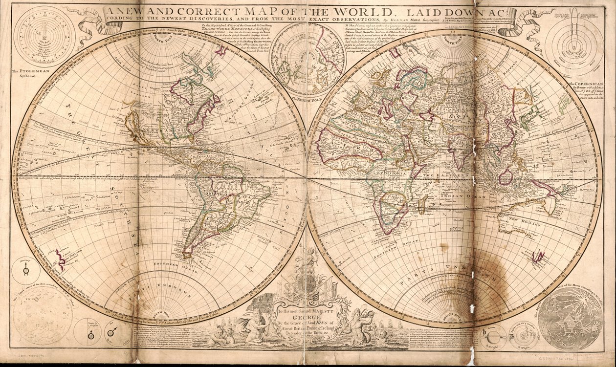 Um novo e correto mapa do mundo, elaborado de acordo com as mais recentes descobertas e com base nas observações mais exactas LOC 2017585674 de Herman Moll