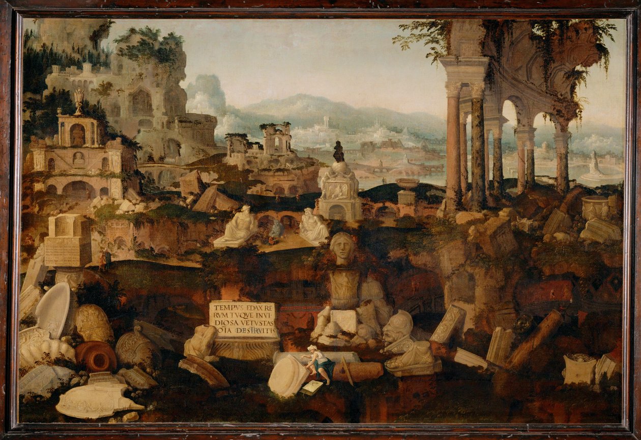 Paisagem com ruínas antigas ... (pintura sobre tela) de Herman Posthumus