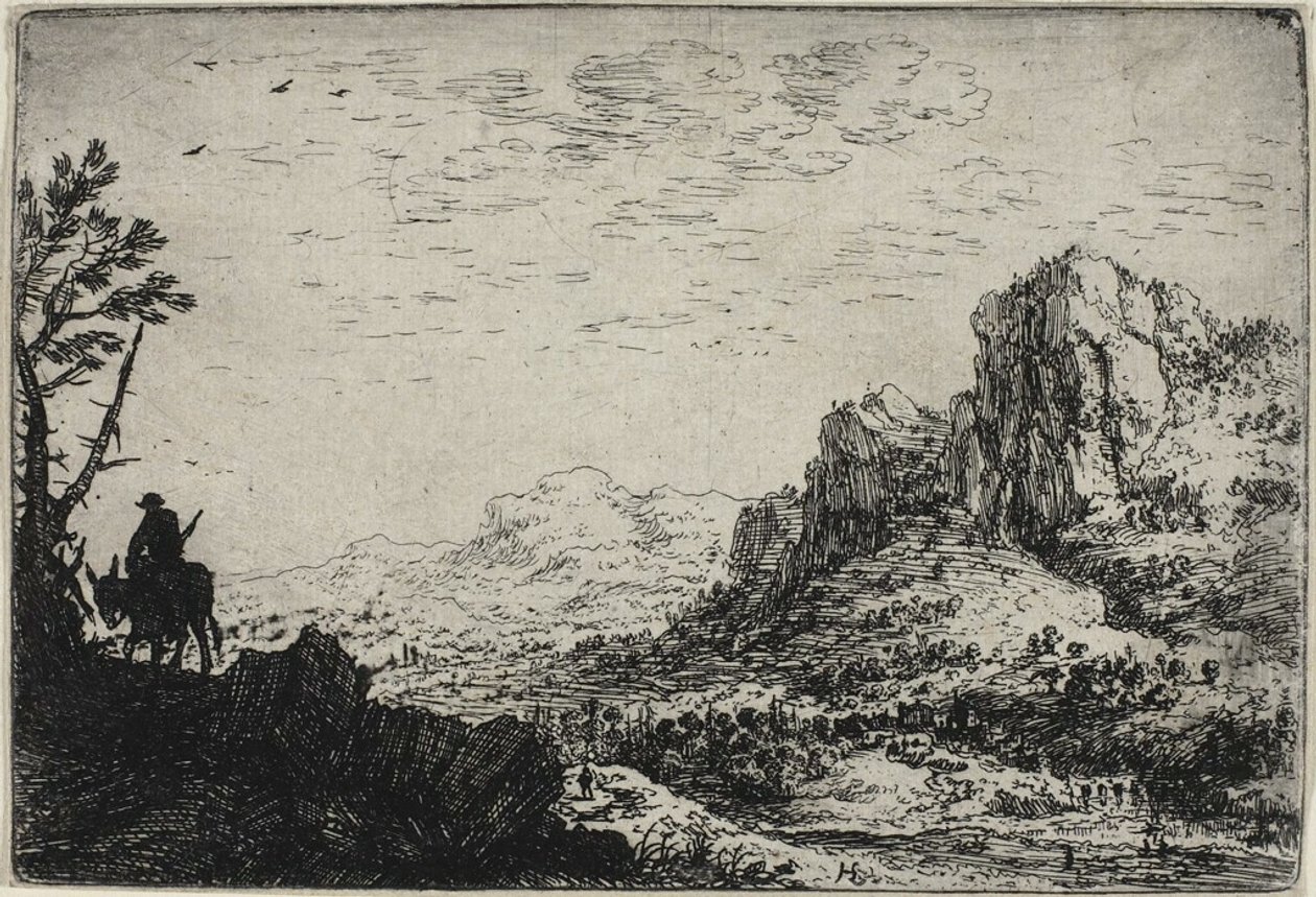 Um viajante montado numa mula, de Seis paisagens de Herman Saftleven
