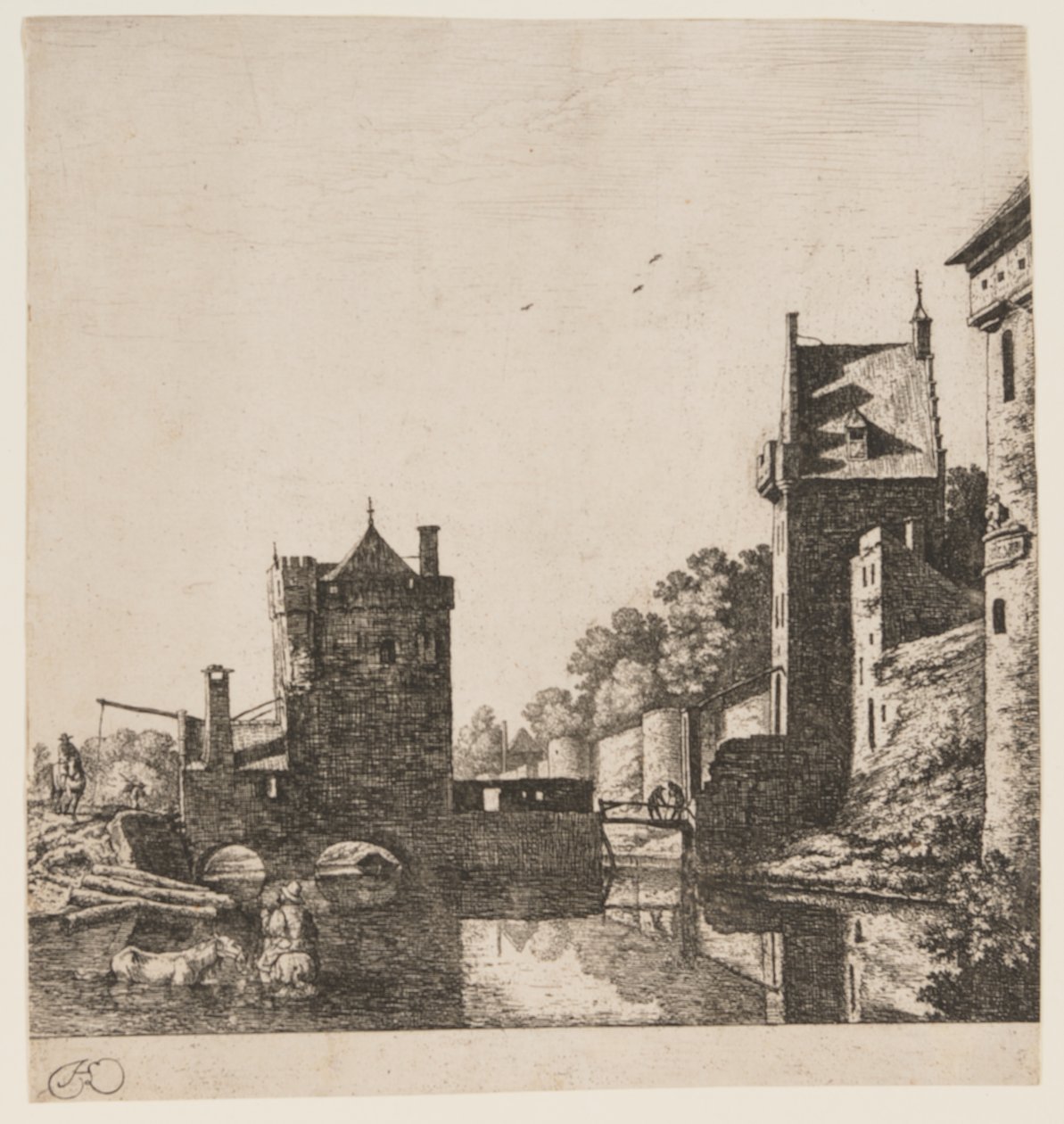 O porto de Wittevrouwen em Utrecht de Herman Saftleven