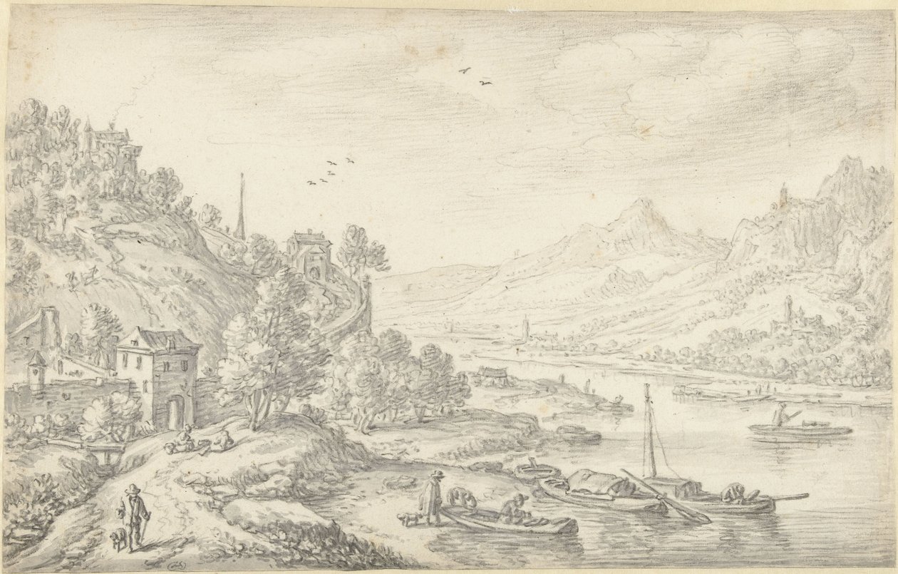Vista Fantasia do Reno de Herman Saftleven