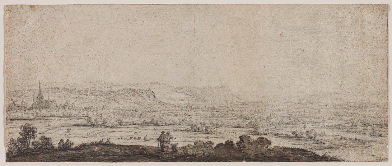 Paisagem com a vila de Schenkenschanz, Guéldria, 1600. de Herman Saftleven