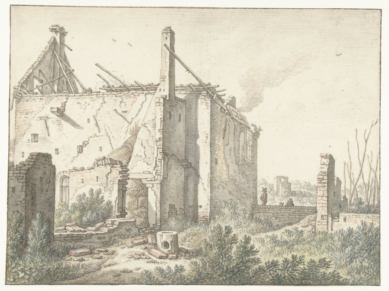Ruína de uma casa em Utrecht de Herman Saftleven