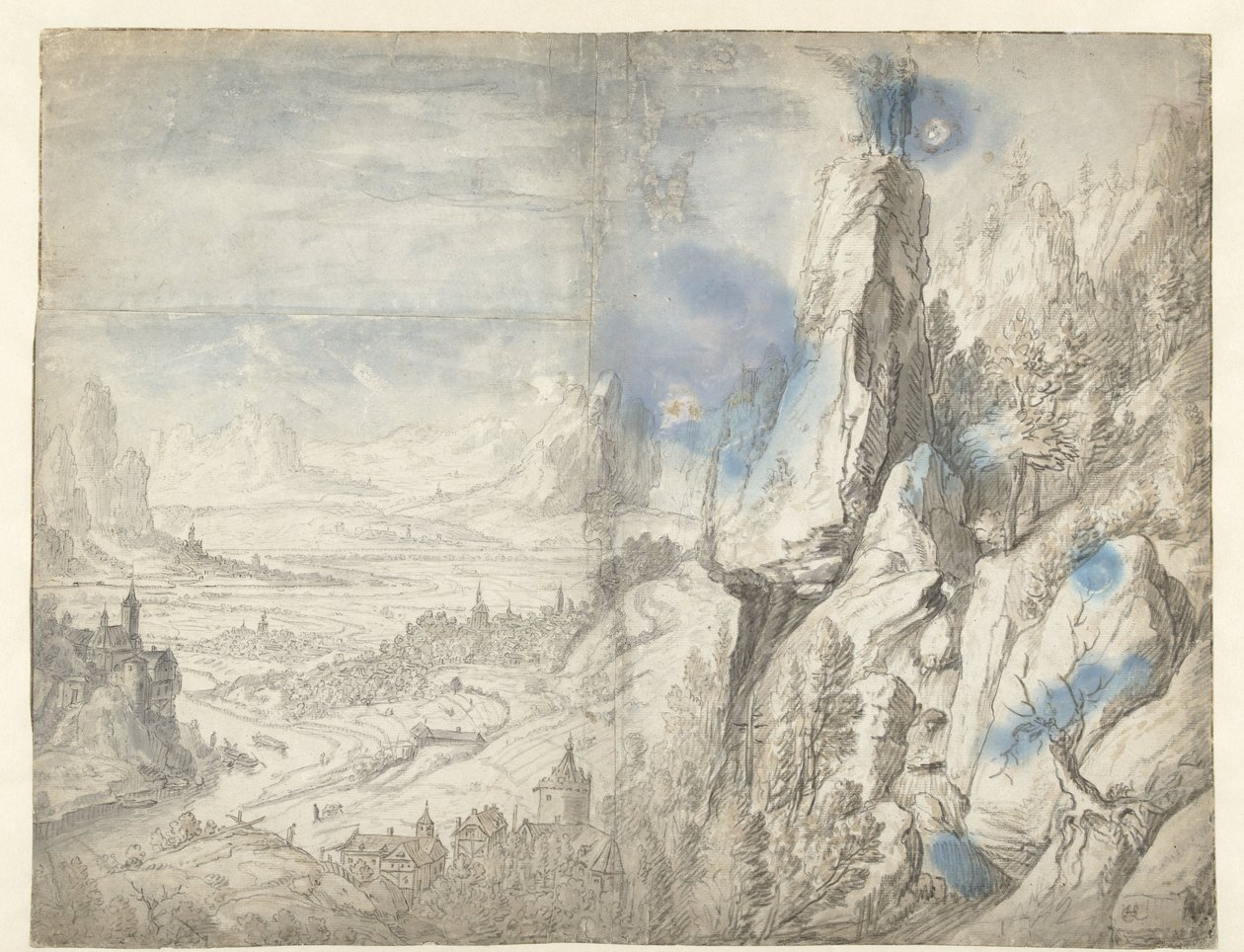 Vasta paisagem com a tentação de Cristo de Herman Saftleven